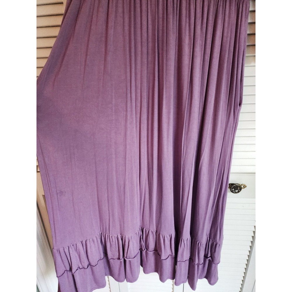 Celeste 3XL Lavender Ruffle Trim Tiered Midi Dress Modest Boho Cottagecore Knit - Picture 4 of 8